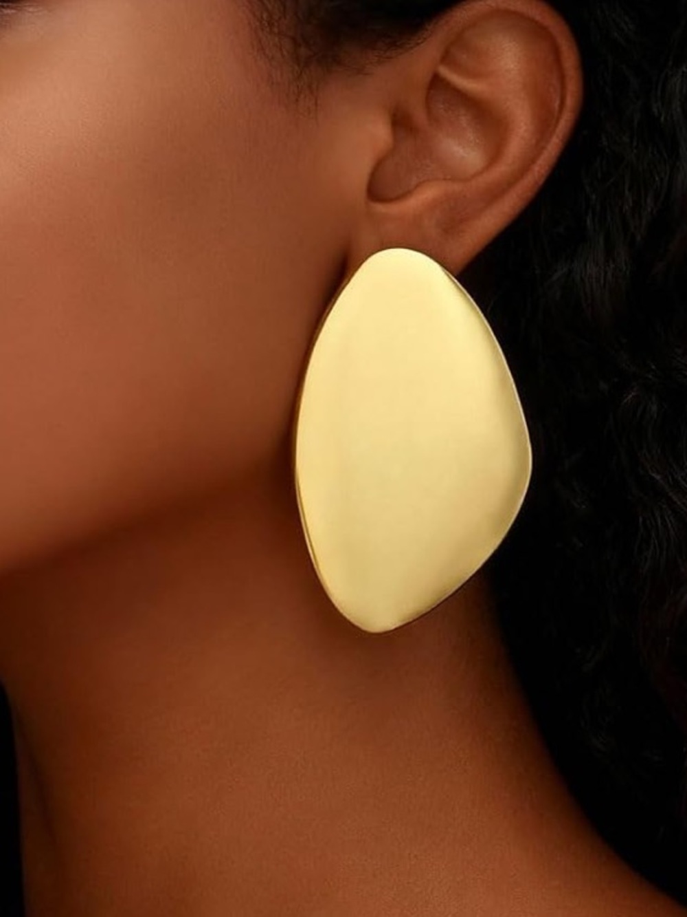 Anthropologie Matte Gold Organic Drop Earrings